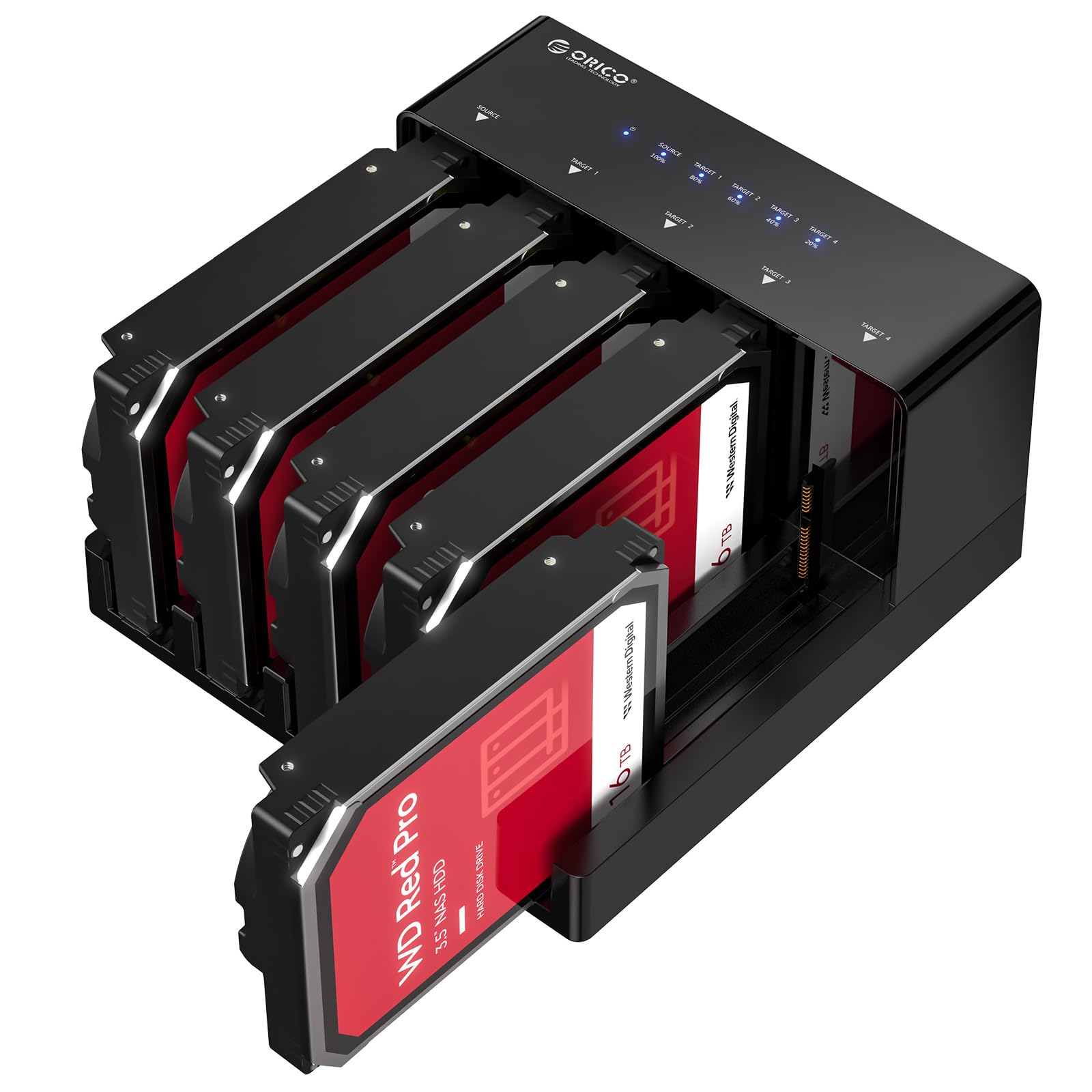 Photo 1 of ORICO USB 3.0 5 Bay Hard Drive Docking Station with Offline Cloning 3.5 SATA Enclosure for HDD SSD, Expandable Storage up to 90TB Plug&Play(6558US3-C)