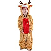 VASNOMX Unisex Baby Hooded Animal Costumes Cute Animal Jumpsuit for Toddler Zip Up Costume for Halloween Christmas Cosplay