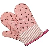 candygirlft Oven Mitts, Heat Resistant Oven Gloves with Quilted Cotton Lining, Baking Mitts for Barbecue, Cooking, Baking, BBQ, Mimicrowave (Pink)