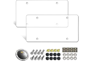 Aootf License Plate Covers- Clear Flat License Plate Protector, Unbreakable Transparent Protective Cover with Screws Caps, 2 Pack for Front Rear