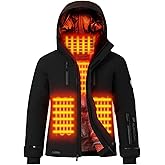 SURGOAL Hardshell Heated Jacket for Men, 1.5 Hrs Quick Charge, Heated Ski Jacket with Detachable Hood