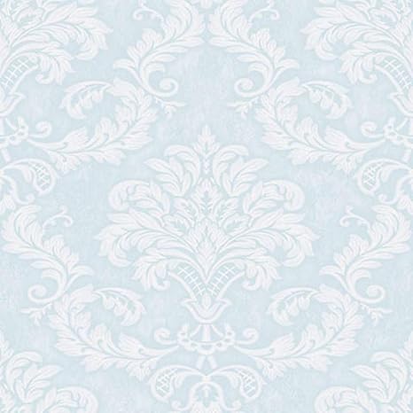 Amazon 不織布壁紙3dモダン花テレビの背景の壁寝室キッチン書斎寝室リビングルームホテルベッドサイド接着剤なし0 53 9 5mライトブルー 壁紙