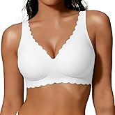 COCOMARTS Jelly Bras for Women No Underwire Scalloped Push Up Seamless Full Coverage Plunge Bralettes Wireless Tshirt Bras