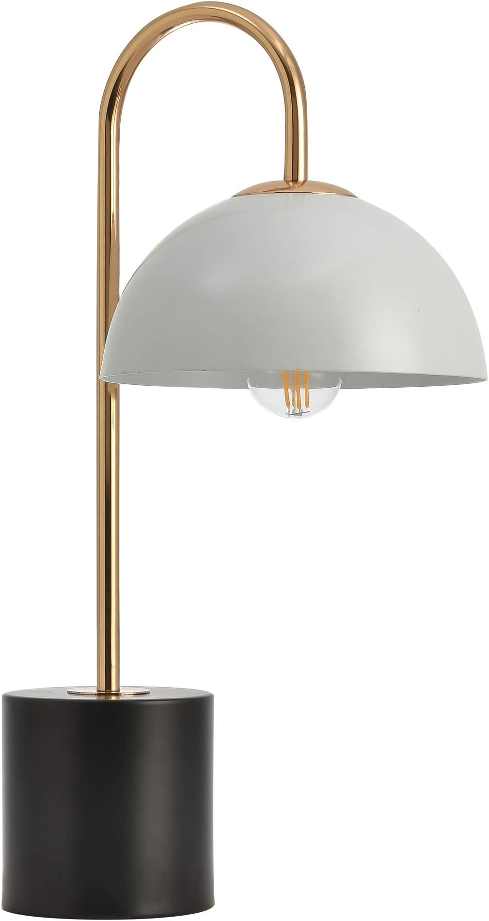 COTULIN Modern Industrial Gold Small Bedside Table Lamp,Desk Lamp with Metal White Shade and Black Base for Office Study Living Room,Nightstand Lamp for Bedroom,16.9 Inch