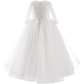 Flower Girl Dress Half Sleeves Lace Top Tulle Skirt Girls Birthday Wedding Party First Communion Dresses