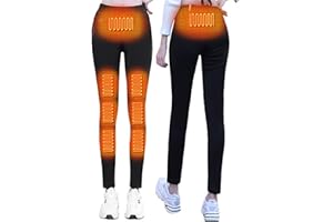 DLLDLGG Women Heated Pants, Winter Thermal Leggings, 8 Zones Heating Outdoor Hiking Snow Fleece Lined Softshell Trousers