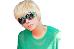 OMORFIEER Cool Mens Short Straight Platinum Blonde Wigs Male Man Party Cosplay Full Wig