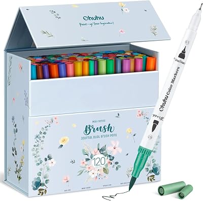 Ohuhu 120 Colour Dual Tip Markers Brush Fineliner Art Pens with Case Maui Series