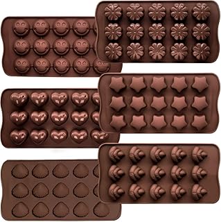 6 Packungen Silikon Fondant Kuchen Formen Pralinenformen, CNYMANY Antihaft Küche Backformen Eiswürfelschalen für die Herstellung von Süßigkeiten Schokolade Muffin Cupcake