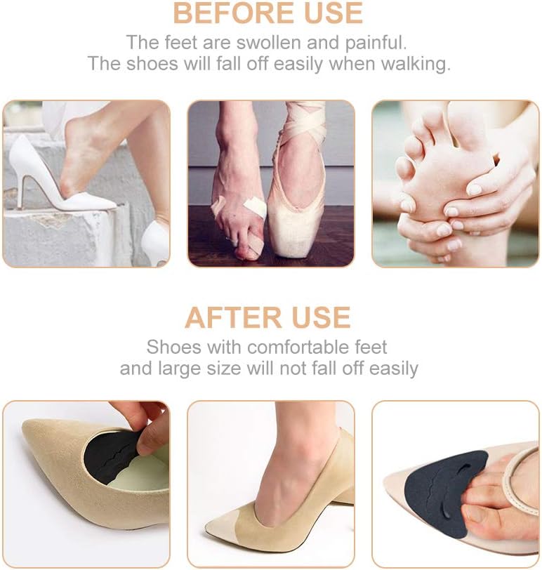 4 Pairs Toe Filler Inserts Adjustable Toe Plug Reusable Shoe Filler for Too Big Shoes for Women Men Unisex Pumps Flats Sneakers - Black + Beige: Health & Personal Care