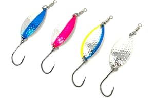 Prime Lures Casting Fishing Spoons 4 Pack. Real Silver. Slays Salmon, Steelhead, Bass, Trout. Great Action…