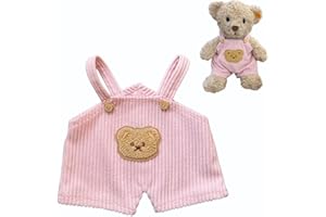 LICHADUOLE 9-12"/30cm Teddy Bear Overalls Plush Animal Costume - Pink Corduroy Romper Bartholomew Bear Clothing（NO Doll）