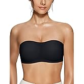 Vertvie Seamless No-Slip Strapless Bra for Women Push Up Bnadeau Bra Full Coverage Tube Top Bralettes (Black,Medium)