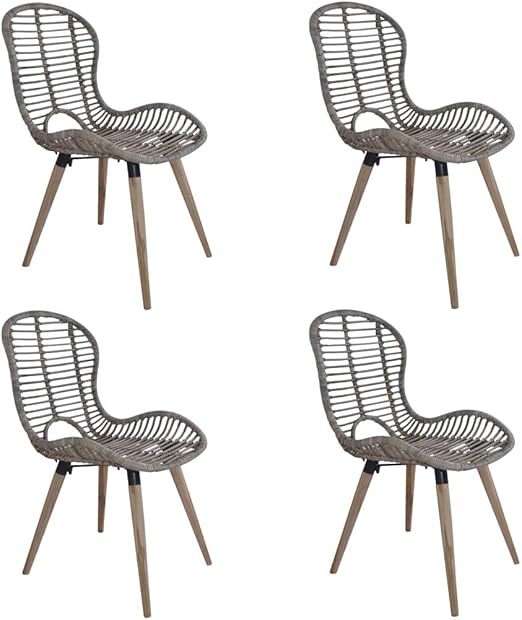Festnight Garten Essstuhle 4 Stk Rattan Essstuhl Naturlichem Rrattan Gartensessel Outdoor Gartenstuhl Vintage Rattanstuhl Rattansessel Braun Rattan Mit Holzbeine 48 X 64 X 85 Cm Amazon De Kuche Haushalt