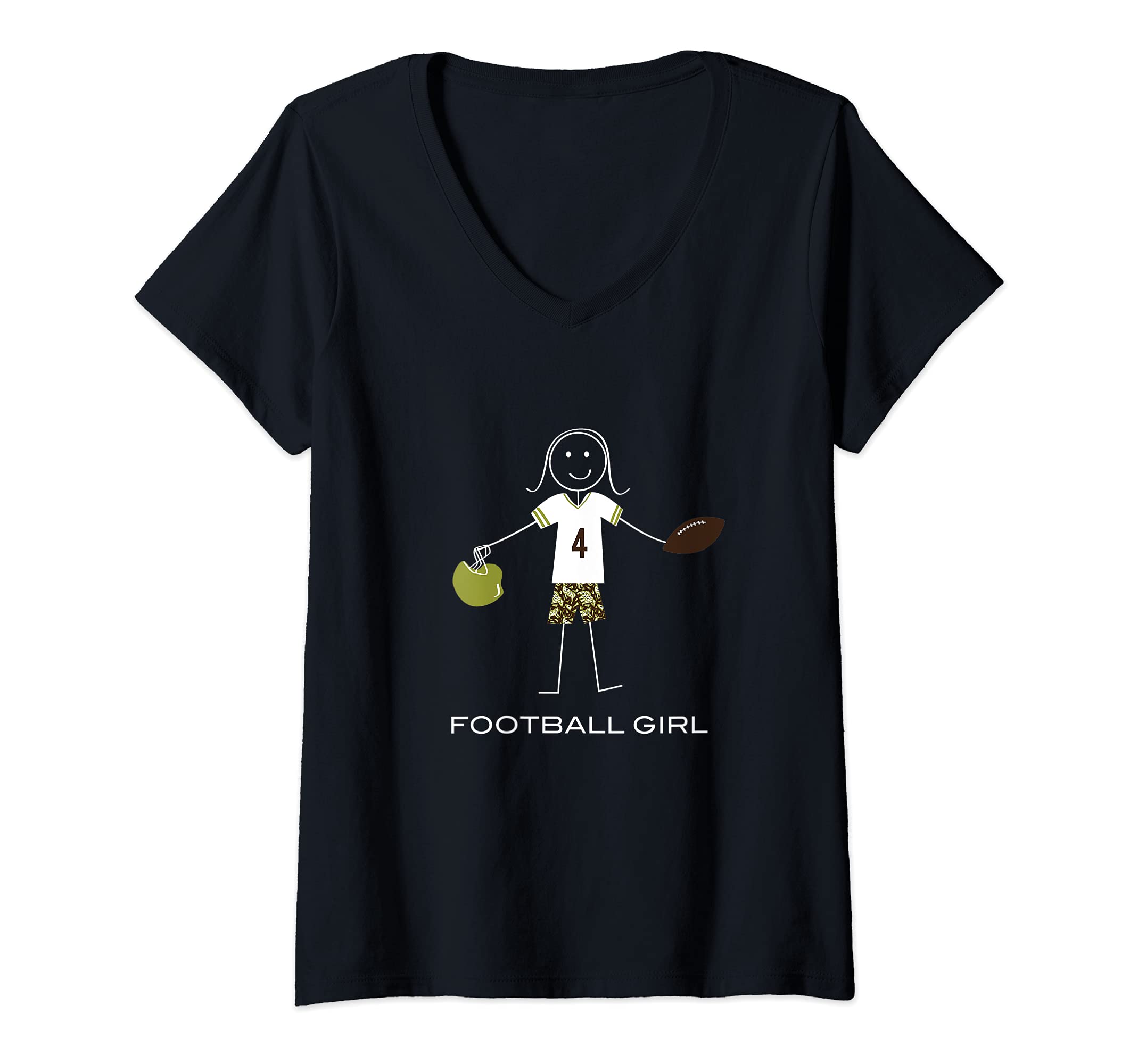 Womens Funny Womens Football, Girls Football Player V-Neck T-Shirt