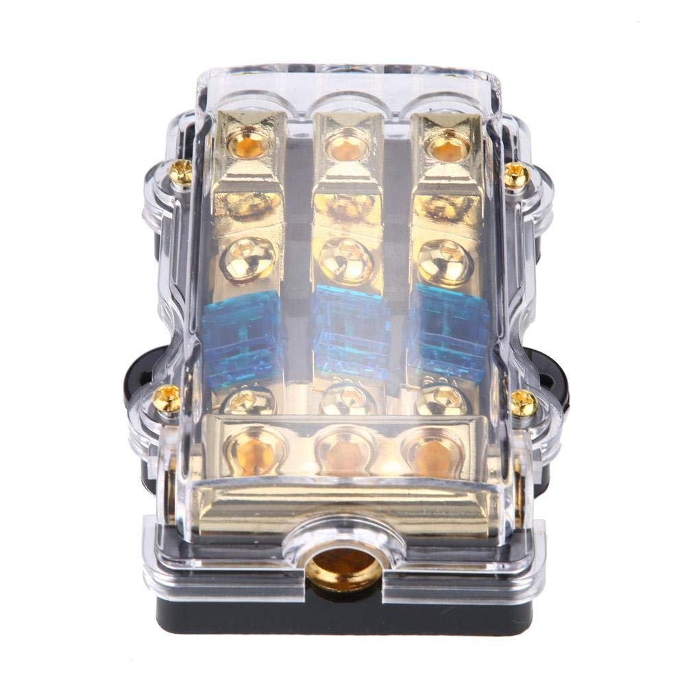 Fuse Holder, 1 in 3 Ways Out 24V 60A Car Auto Stereo Audio Circuit Blade Fuse Holder Box Block Suitable for Various Working Environment