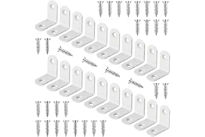 20 Pcs White L Bracket 1 Inch Stainless Steel Corner Braces, 25x25MM 90 Degree Right Angle Joint Brackets for DIY Wood, Furni