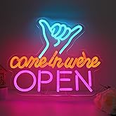 ENUOLI Open Neon Sign Colorful Finger Neon Signs Come in We’re Open Neon for Wall LED Potting Bar Neon Lights Sign for Bedroom Dimmable Neon Wall Light for Bar Restaurant Hotel Shop Club Decor