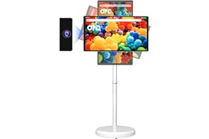 OFD 21.5 Inch Portable TV on Wheels 1080P,100%sRGB,6GB RAM+128GB Storage,RollingTV,Touch Screen Large Tablet with Base,8MP Webcam,Android 13 OS| Wireless Projection| 6000 mAh Battery(Play 4-6H),White