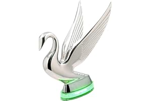 GG Grand General 47985 Chrome Swan Hood Ornament with Green/Clear 6 LED Glow Base