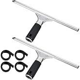 Yoande 6 Pcs 12'' Professional Steel Window Squeegee | Replacement Rubber Blade Included, Commercial Grade for Glass Cleaning, Streak Free, Shower Door Use, Durable Build