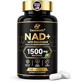 Sannorentr NAD Supplement 1500Mg, NAD+ Resveratrol Supplement Support Cellular Health for Women and Men, Energy &amp; Healthy Aging, Non-GMO - 150 Count