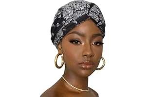 DRESHOW Hair Wrap for Women African Turban Knotted Hairwraps for Sleeping Long Stretch Jersey Head Scarf Ribbed Turban