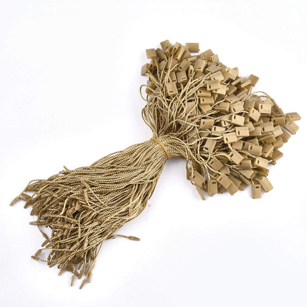 Perlin Hanging Label Labels Beige Nylon Cord with Snap Closure Pin 17.8 cm for Labels, Clothing, Jewellery, Luggage and for Securing Products, Pack of 275 DEK102