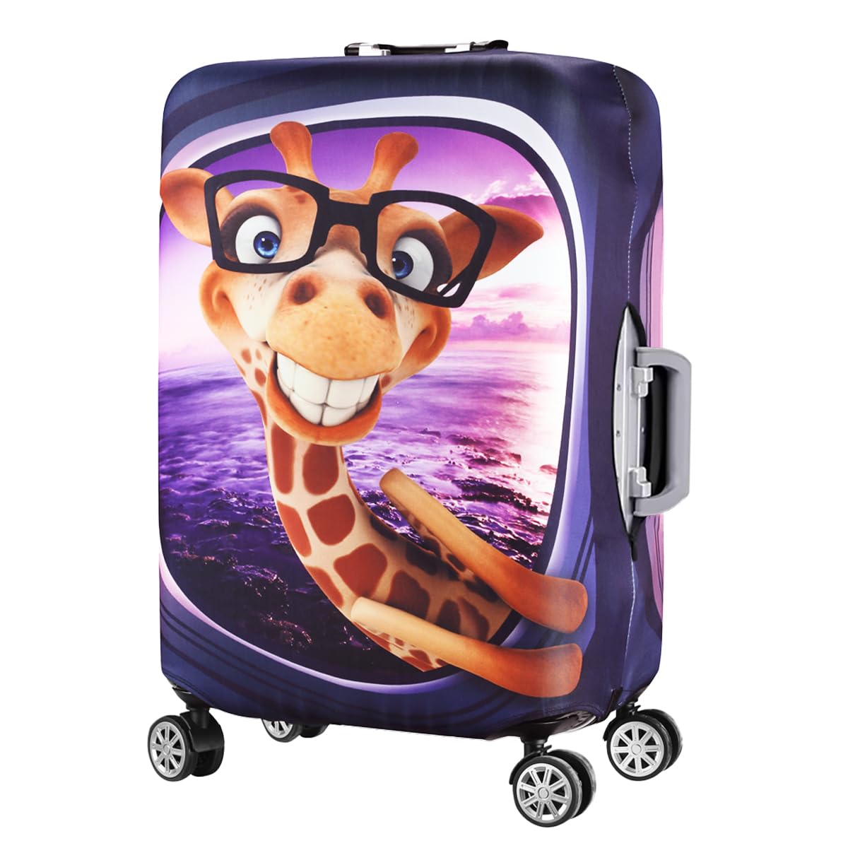7-Mi 3D Print Design Travel Suitcase Protector Trolley Case Cover 19"-30" Sleeve (S(Fits to 19"-20" Trolley Case), Giraffe(New Version))