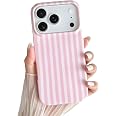 Yeddabox for iPhone 17 Pro Case Cute Striped Phone Case Soft TPU Slim Shockproof Phone Cover for Women Girls, Pink