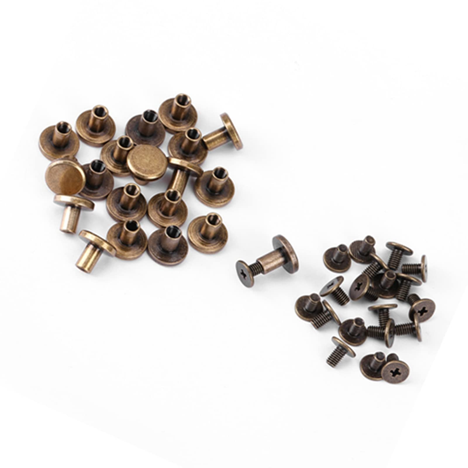 20pcs Leather Cap Rivet, Decorative Rivets for Leather, Flat Head Rivets Nuts Nails Rivets Flat Head Copper Brass Screws for DIY Leather Craft, Rivets Replacement(8MM)