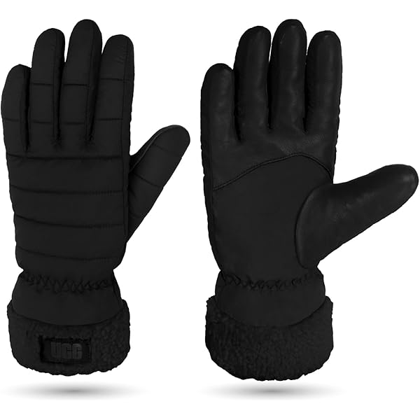UGG Women's Leather Sheepskin Vent Gloves, Black, Small : Amazon