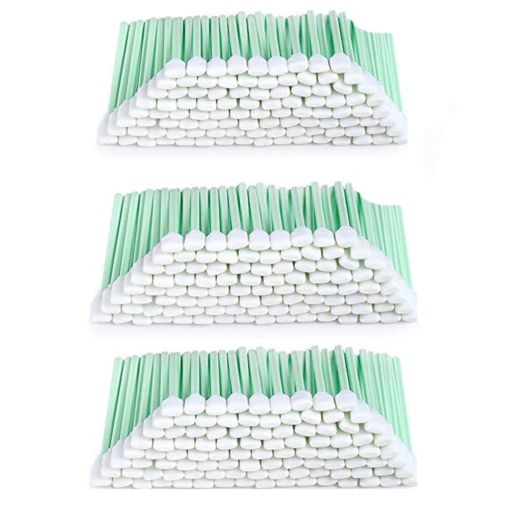 300 Pieces Cleaning Sponge Long Sterile for Inkjet Print Head Cleaner, Camera, Lens Cleaning, Optical Equipment, Green