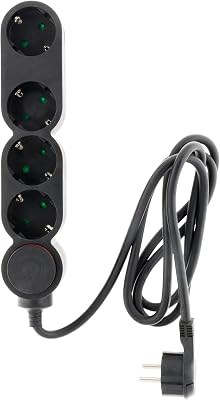 Regleta 4V Interruptor 1,5M 3G1,5 Negro Zenitech