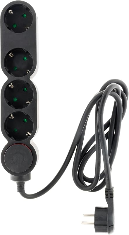 , 4x16A Schuko-Steckdosenleiste mit Schalter, 1,5m Kabel, Schwarz, 3680W Leistung bei 230V, Kinderschutz, HO5VV-F 3G1,5mm² Verdrahtung, Ideal für anspruchsvolle Geräte