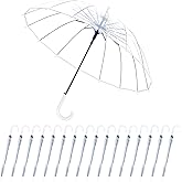 Kvittra Umbrella Wedding Style Stick Umbrellas Large Windproof Bubble Umbrellas Rain Umbrellas with J Hook Handle for Bride Groom Gift