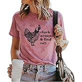 Chicken T-Shirt for Women Funny Chicken Pattern Country Shirt Chicken Lover Farmer Work Casual Farm Top