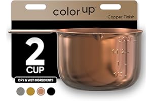 Color Up 2 Cup Measuring Cup, 480ml Copper Stainless Steel Metal Measuring Scoop, Easy-Pour Spouts, Engraved Markings, for Dr