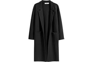 Prinbara Women's 2023 Fall Cardigan Sweater Long Sleeve Open Front Lapel Coat Casual Knit Coatigan Jacket with Pockets