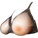 BIMEI Crossdressing Pocketed See-Through Bra for Silicone Breastforms (Black, 48E)