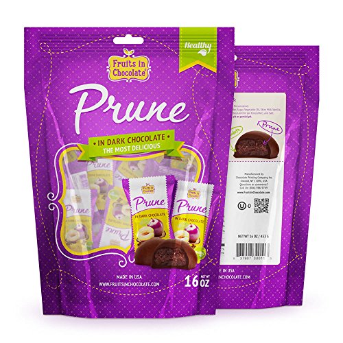 Dark Chocolate Covered Prunes, 6 Oz Bag (Pack of 12)