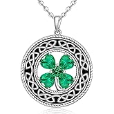 Cheyring St Patricks Day Accessories Clover Necklace For Women Sterling Silver Shamrock Necklace Celtic Knot Dangle Jewelry Valentine Mothers Day Irish Shamrock Gifts