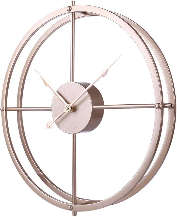 H0_V 40cm Large Metal Retro Silent Wall Clock Non Ticking Wall Clocks