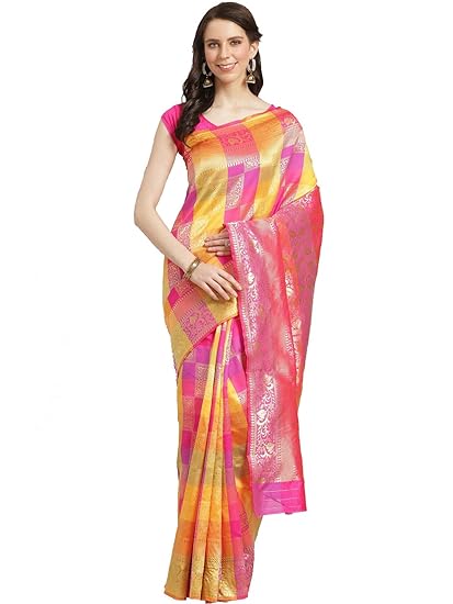 SHAILY Womens Silk Blend Woven Zari Saree