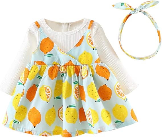 Amazon Racazing 子供洋服 長袖 ワンピース フェイク2個 キッズ服 フルーツ プリンセススカート ヘアバンド 女の子 ドレス 子供服 女の子 赤ちゃん服 卒業式 発表会 入園式 入学式 お嬢様 高さ 65 100cm 6ヶ月 24ヶ月 並行輸入品 フォーマル 通販
