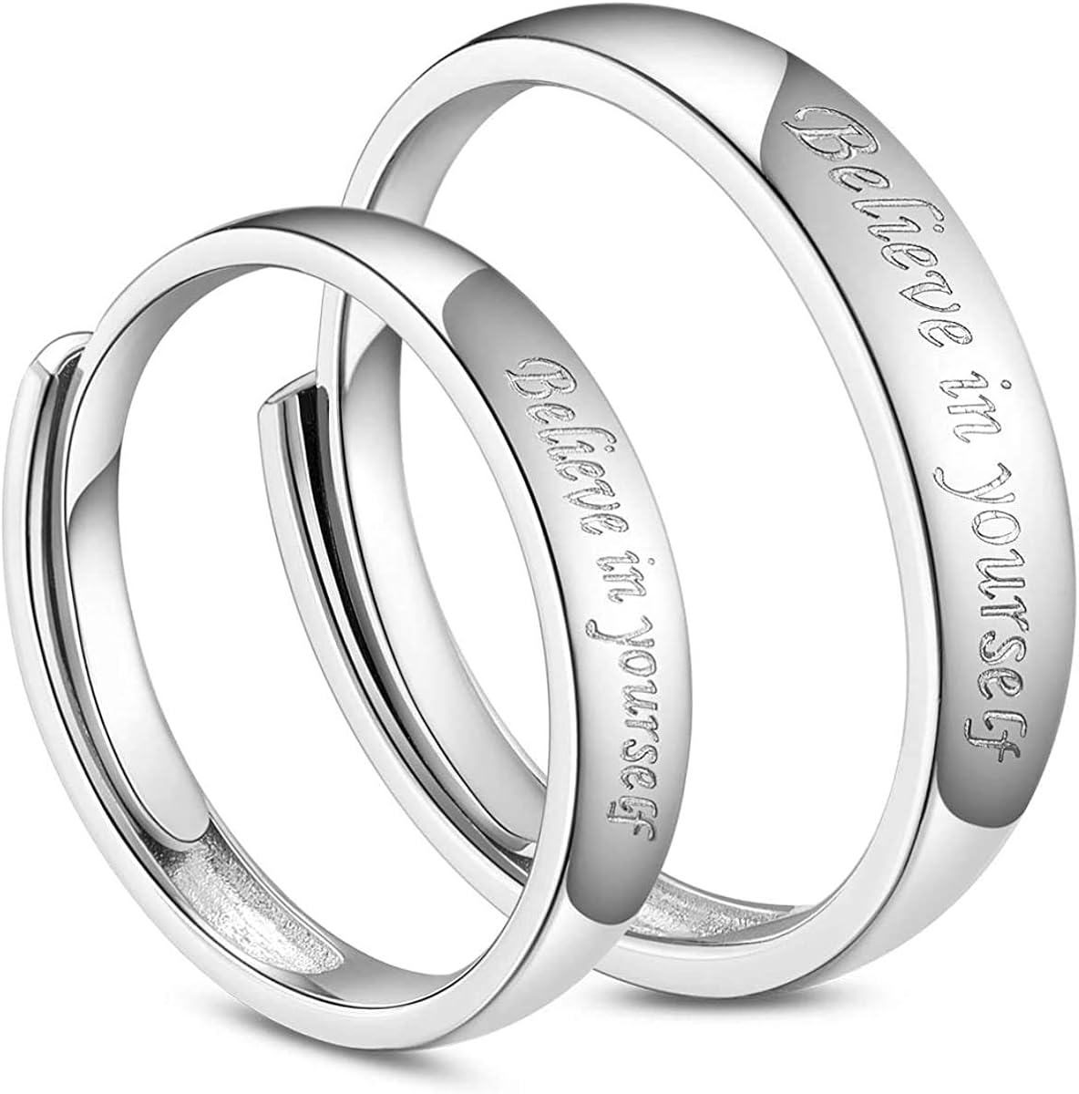 Amazon Shegrace カップル リング ペア 英語 Believe In Yourself シルバー925 レディース メンズ リング プラチナ 婚約指輪 記念日 バレンタインデー プレゼント ジュエリー 通販