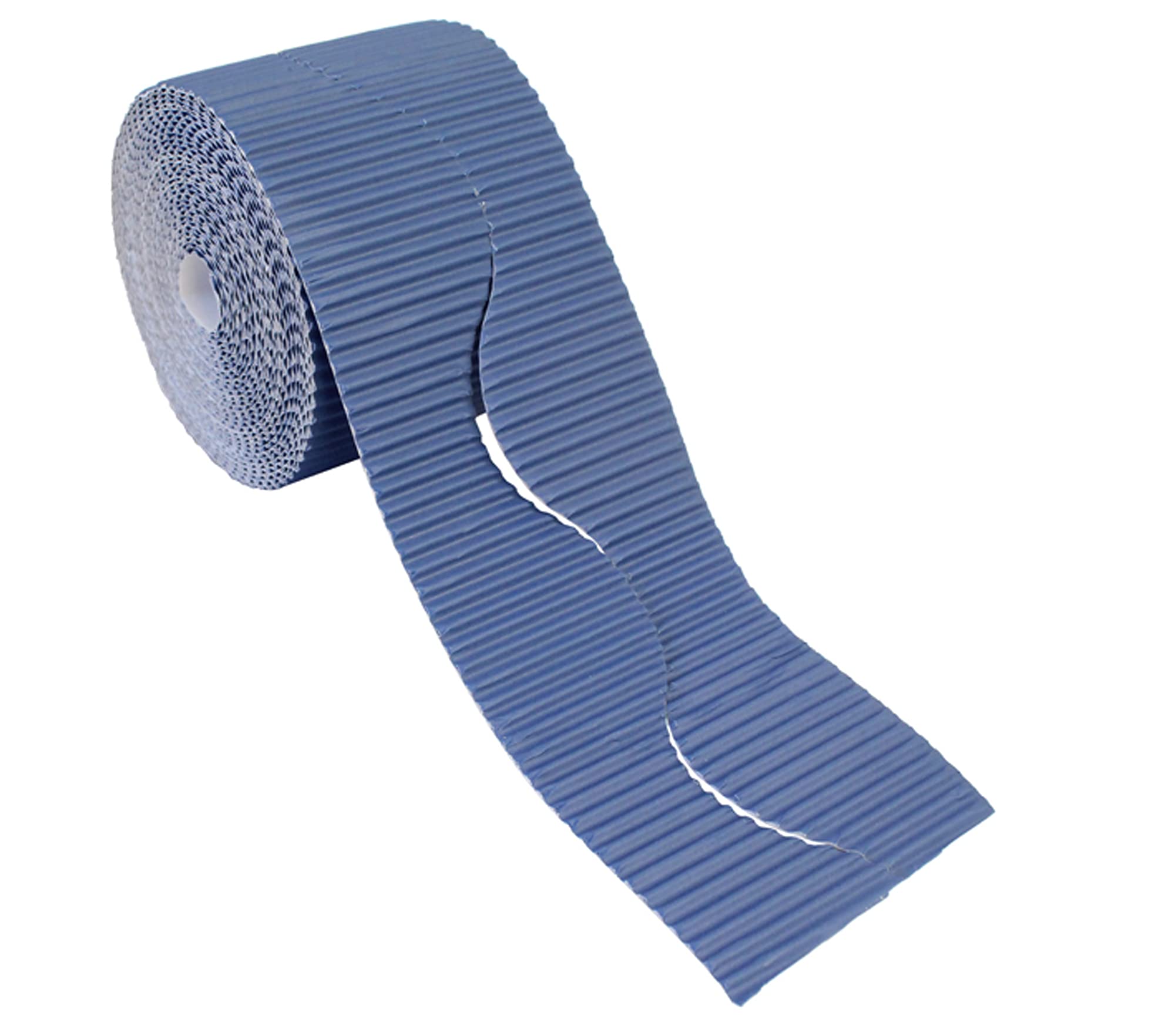 Bright Ideas Corrugated Border Roll for School Displays, Rich Blue, 57mm x 7.5m (15m When Split), BI7889