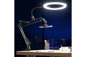 UBeesize 10" Ring Light with Overhead Phone Mount, LED Selfie Light with Stand and Phone Holder, Desk Light for iPhone, Desk Tripod for Video Recording, YouTube, TikTok, Live Stream, Cooking, Vlog