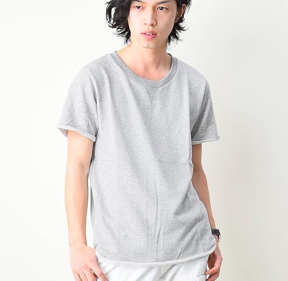 Amazon スウェット 半袖 メンズ 吊り編み半袖スウェット シンプル 春夏 T118 2カラーm L Lサイズ 杢グレー 02 Tシャツ カットソー 通販