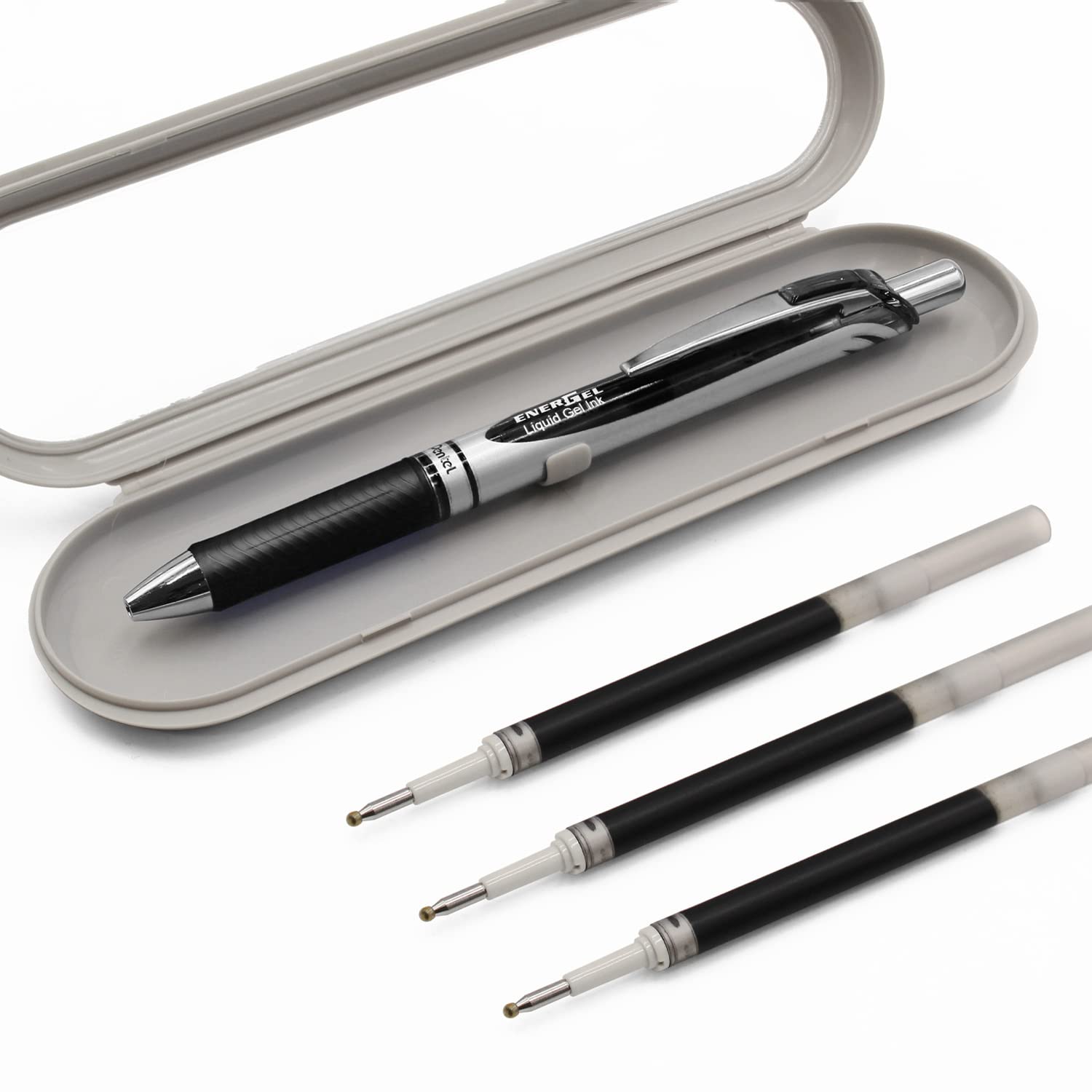 Pentel EnerGel XM BL77 - Retractable Liquid Gel Ink Pen - 0.7mm - 54% Recycled - Black - Includes Gift Box and 3 Black LR7 Refills